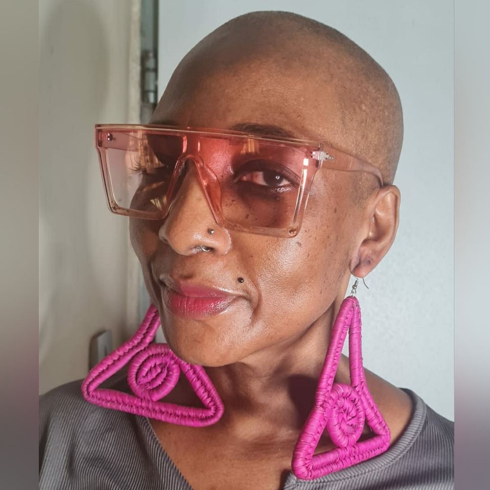 Large Geometric Raffia Earrings
